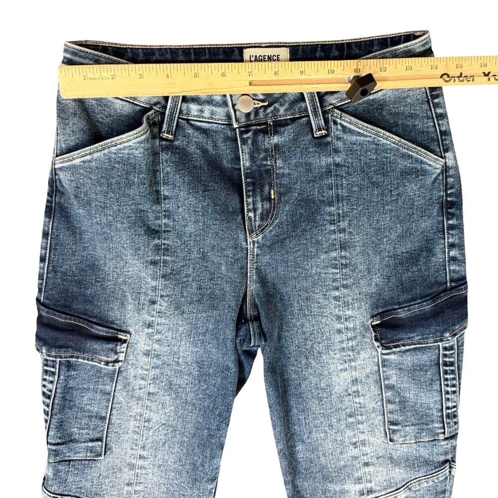 L'Agence Patton Medium Wash Mid Rise Skinny Cargo Denim Jeans size 26 Utility - Picture 5 of 13